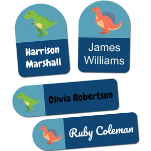 Dinosaurus Plak Op Kledinglabels Voor Schoolkinderen Gepersonaliseerde Naamlabels Voor Kinderen Wasbaar