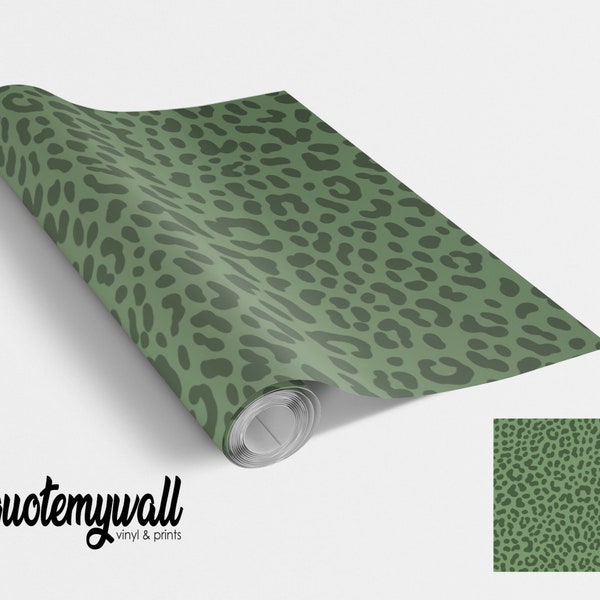Enveloppement de meubles en vinyle imprimé léopard vert