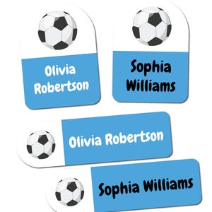 20 etiquetas de nombre personalizadas de fútbol para ropa: papelería lavable y etiquetas para artículos escolares para niños y niñas