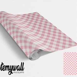 Baby Pink Checked Vinyl Furniture Wrap Vinyl Wraps For Furniture, Self Adhesive Vinyl Film For Kitchen Worktops