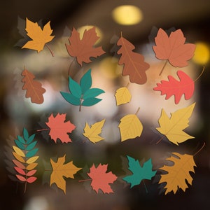 Autumn Color Falling Leaves Window Stickers, Autumn Window Decals, Halloween Window Stickers, Autumn Shop Decor Removable Stickers