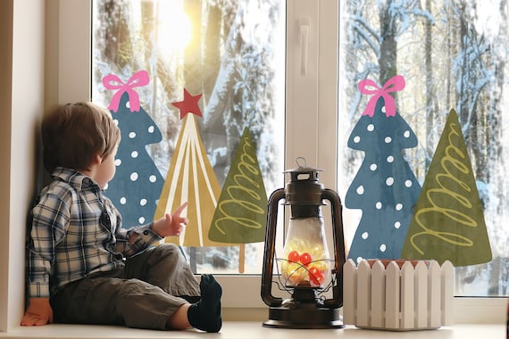 72-Piece Large Removable Christmas Tree Wall Decal Set - Includes Balls, Snowflakes, DIY Holiday Decor