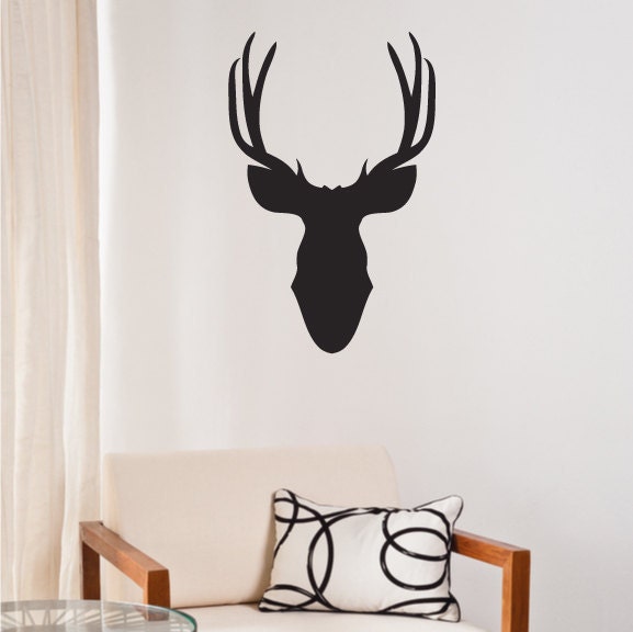 moose head wall decal sticker - vinyl wall art decoration design for