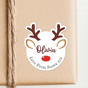 Étiquette de cadeau de Noël autocollant cadeau renne - Étiquettes d'autocollants cadeaux personnalisés pour enfants, amis et famille.