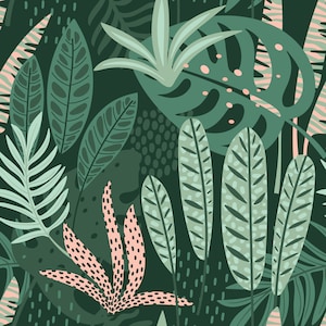 Tropical Rainforest Leaf Vinyl Furniture Wrap Vinyl Wraps For Furniture, Self Adhesive Vinyl Film For Kitchen Worktops