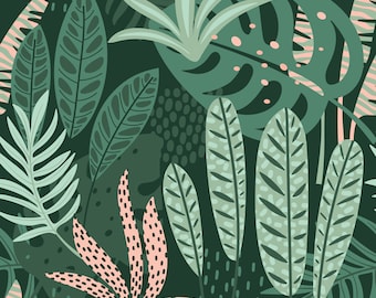 Envoltórios tropicais do vinil do envoltório da mobília do vinil da folha da floresta tropical para a mobília, filme autoadesivo do vinil para bancadas da cozinha