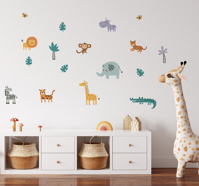Safari Animals Wall Decal Stickers for Kids Nursery Rooms - Etsy