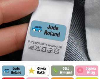 84 Stick On Clothing Labels For Kids Back To School Clothes & Stationery Washable Name Tags Peel Stick Water Bottle Label Lunchbox