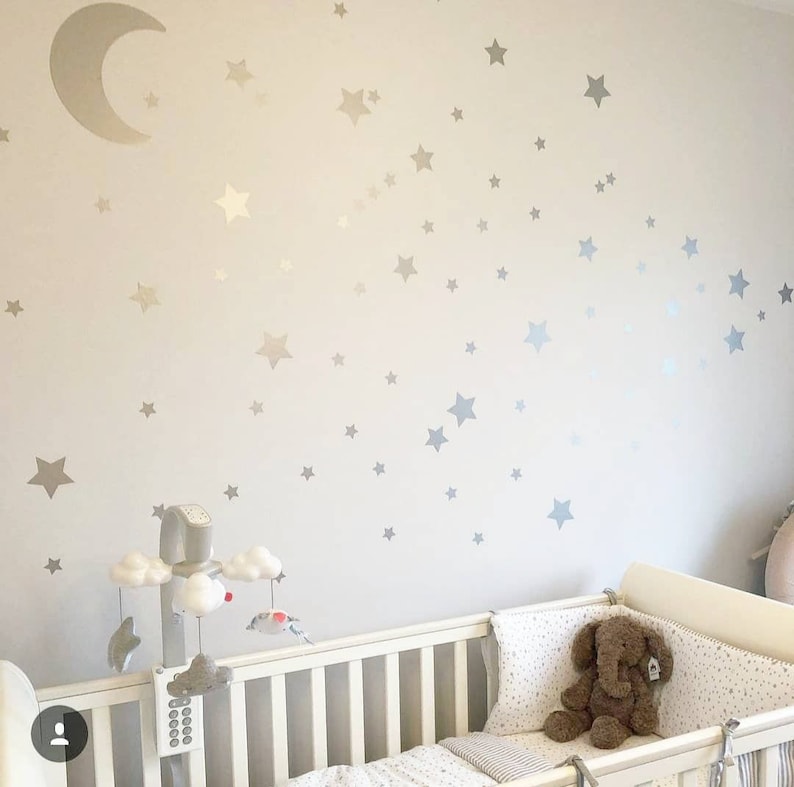 Moon And Stars Wall Decals Moon Wall Stickers Star Wall Etsy