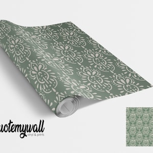 Mint Green & Cream Mandala Art Self Adhesive Vinyl Vinyl Wraps For Furniture