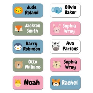 84 pegatinas autoadhesivas para ropa con forma de animales adorables: etiquetas lavables personalizadas para artículos escolares y uniformes infantiles