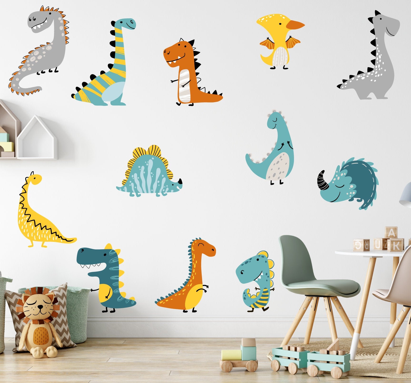 Cute Kids Dinosaur Wall Stickers Etsy