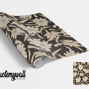 Black/Cream Daisy Design Self Adhesive Vinyl Vinyl Wraps For Furniture