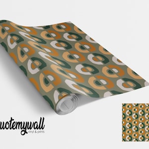 Geometric Orange & Green Semi Circles Self Adhesive Vinyl Vinyl Wraps For Furniture