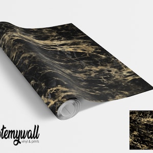 Black & Gold Calacatta Marble Vinyl Wrap Vinyl Wraps For Furniture