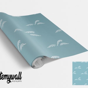 Blue Waves Pattern Vinyl Furniture Wrap Vinyl Wraps For Furniture