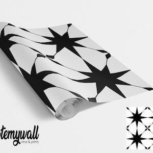 Black Astral Star Tile Wrap Vinyl Wraps For Furniture, Self Adhesive Vinyl Film For Kitchen Worktops