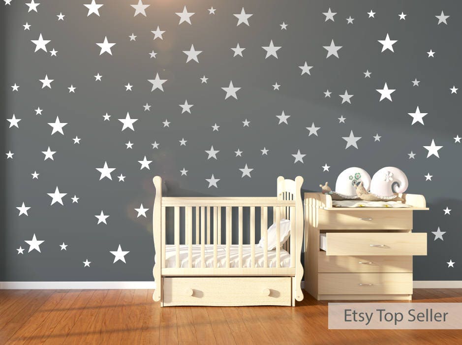 120 white stars wall stickers