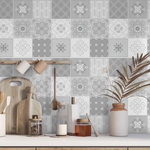 Grey Mixed Mosaic Spanish Removable Tile Stickers
