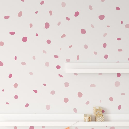Pink and Grey Watercolour Polka Dot Wall Stickers Grey Etsy