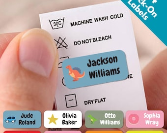 84 Easy Apply Stick On Name Labels for Clothes | Personalized Kids School Tags | Waterproof Washable No Iron Uniform Stickers