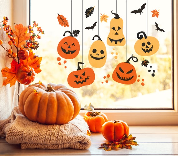 Halloween Window Decorations Stickers Decals for Halloween Party Shopfront House Autumn Decor Pumpkins Bats Etsy UK
