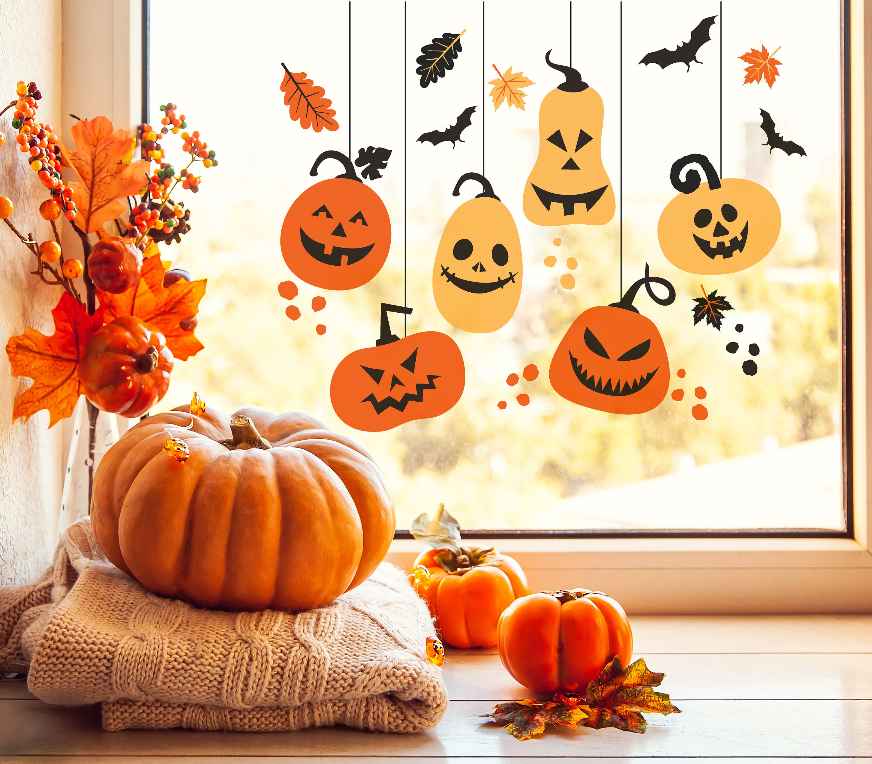 Halloween Window Decorations Stickers Decals for Halloween Party Shopfront House Autumn Decor Pumpkins & Bats - Etsy Get ready to spookify your space with these Halloween window decorations stickers and decals from Etsy! Perfect for adding a festive touch to your shopfront, house, or any other space, these decals feature pumpkins, bats, and other creepy designs that are sure to give your guests a fright this Halloween season.