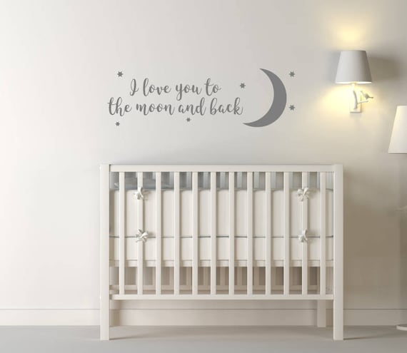 i love you to the moon and back wall sticker quote nursery | etsy