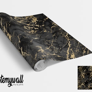 Black & Gold Effect Marble Vinyl Wrap Vinyl Wraps For Furniture