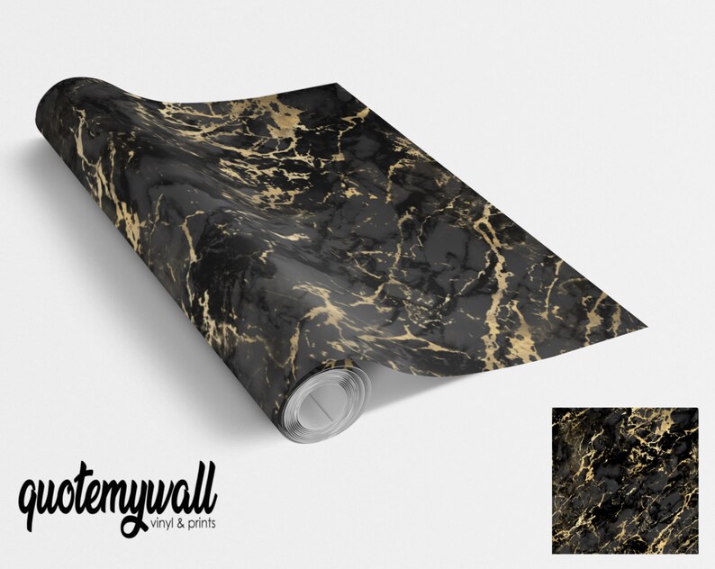 Black & Gold Effect Marble Vinyl Wrap Vinyl Wraps for Etsy UK