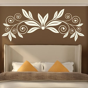 Curly Flower Wall Art Sticker Decal, Large Floral Design Christmas Gift