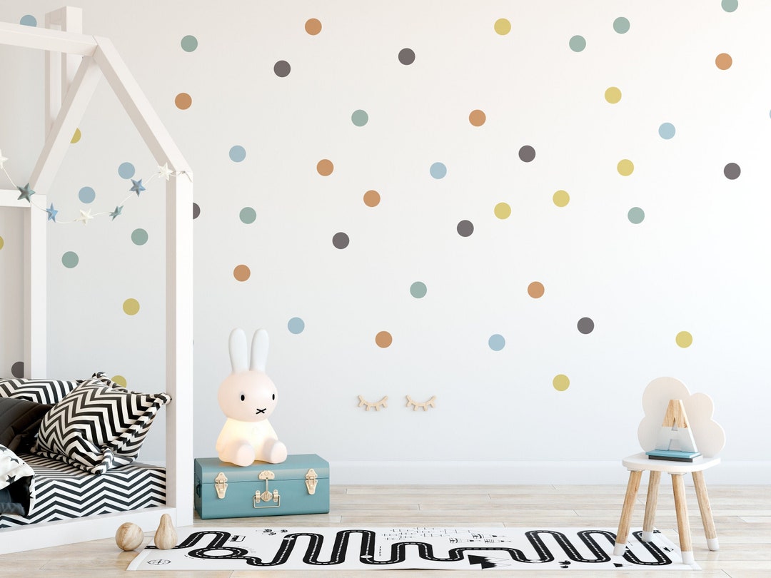 Boho Chic Round Polka Dot Wall Decal Stickers Peel and Stick Removable ...