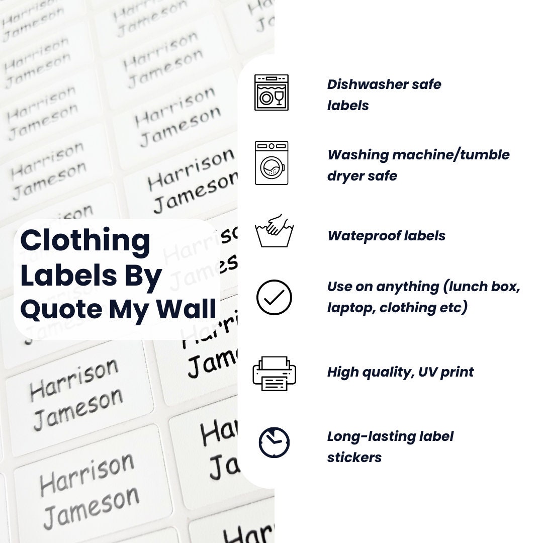 66 Stick-On Clothing Labels, Personalized Care Home & School Labels For Kids - Washable Clothing Tags No-Iron