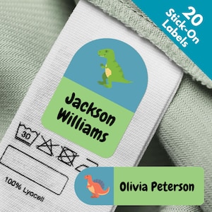 20 x Plakbare Dinosaurus Kledinglabels Voor Kinderen Schoolkleding Uniform Artikelen Kantoorartikelen - Volledig Wasbaar