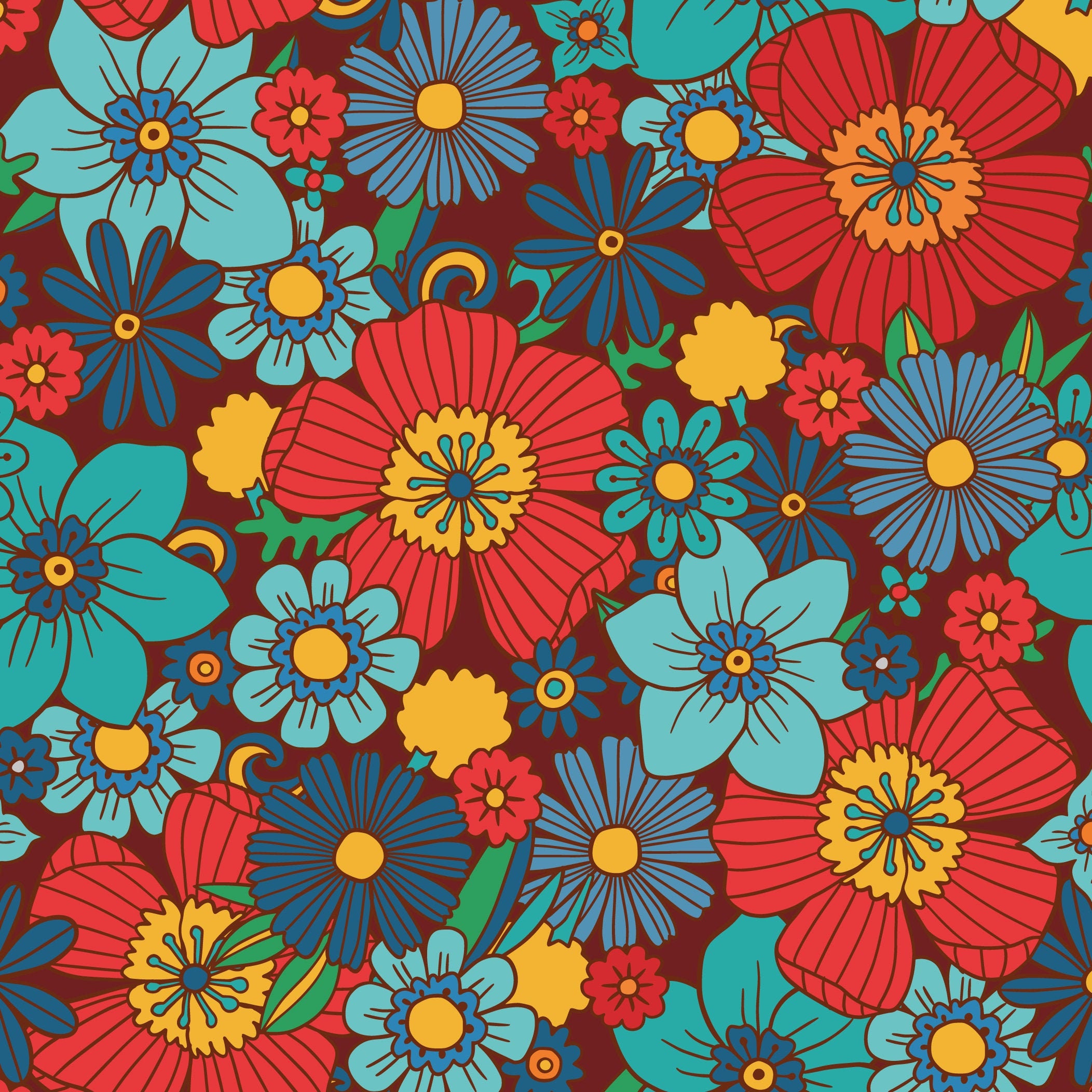 Retro Colourful Flower Pattern Vinyl Wrap Vinyl Wraps for Etsy