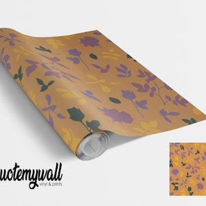 Mustard Yellow & Purple Leaves Self Adhesive Vinyl