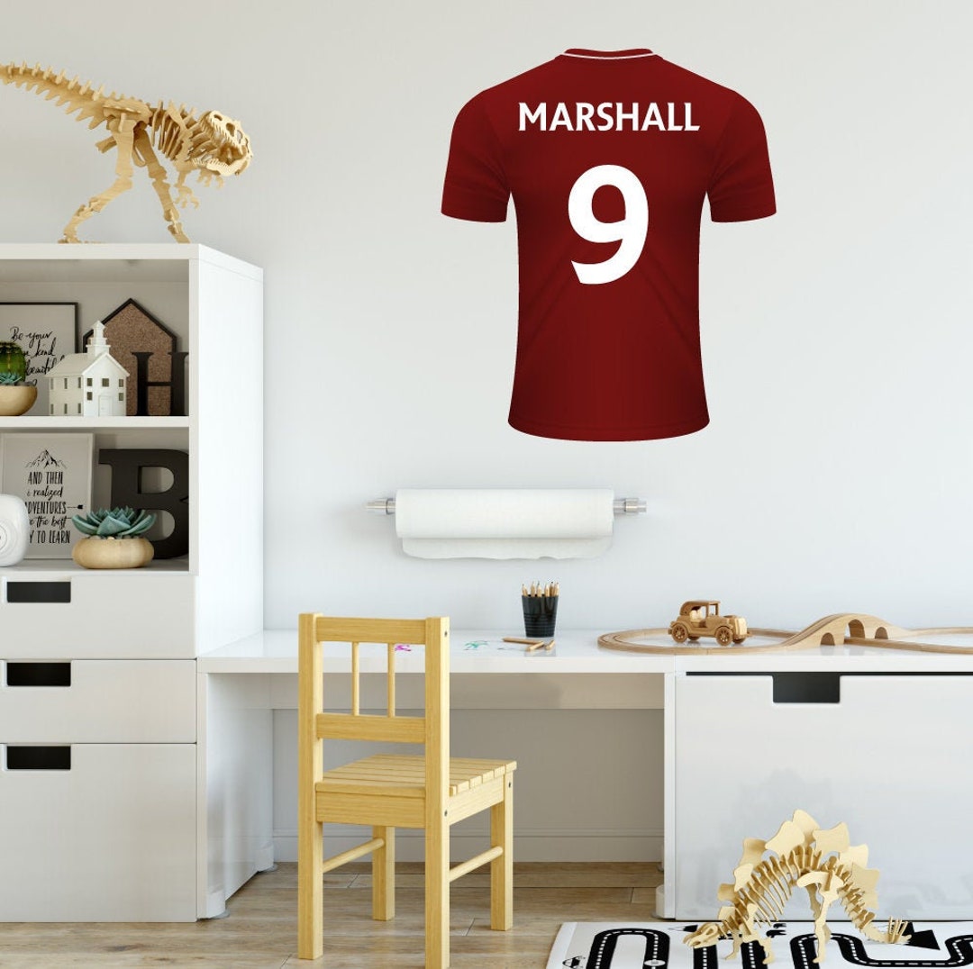 Personalised Red/white Football Shirt Wall Sticker Etsy UK