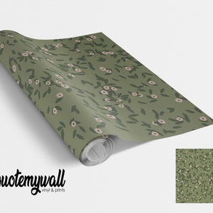 Sage Green Mini Flower Buds Vinyl Furniture Wrap Vinyl Wraps For Furniture