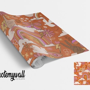 Peace Love Rainbows Retro Self Adhesive Vinyl Vinyl Wraps For Furniture