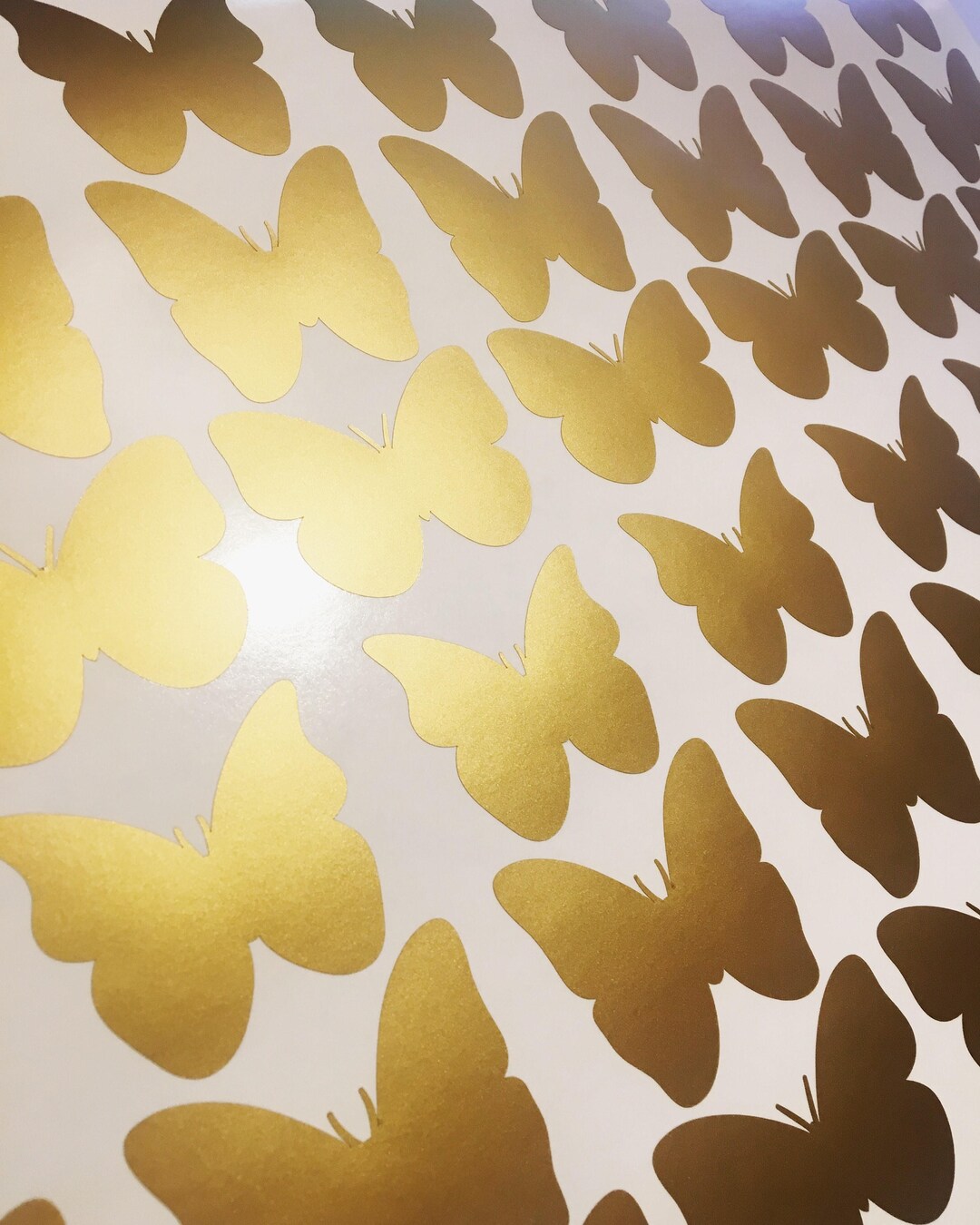 48 Gold Metallic Butterfly Nursery Wall Stickers, Nursery Wall Decals