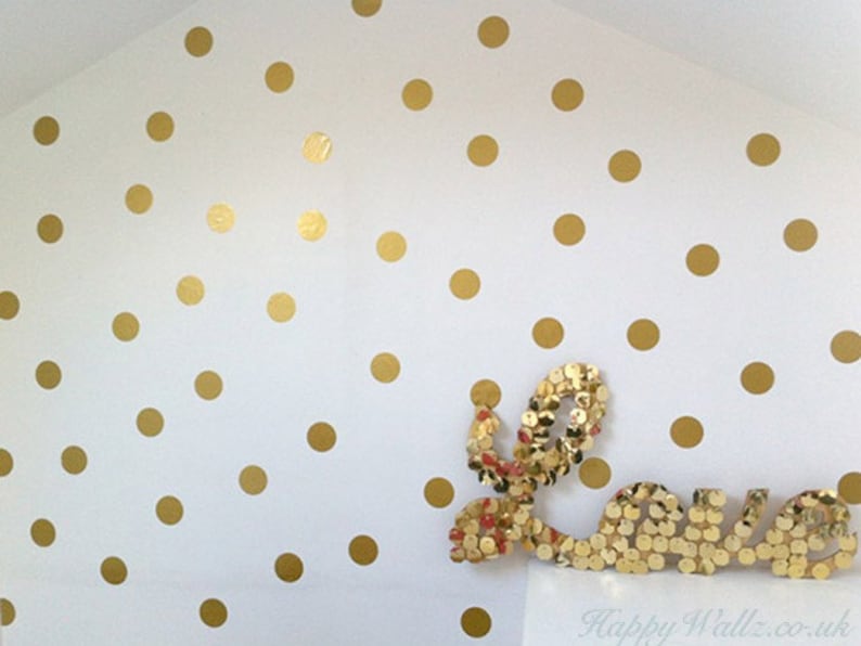 100 Gold Metallic Polka Dot Wall Decals/wall Stickers Etsy UK