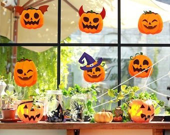 Halloween Pumpkin Pack Window Stickers Window Decals, Halloween Decorations, Pumpkin Stickers