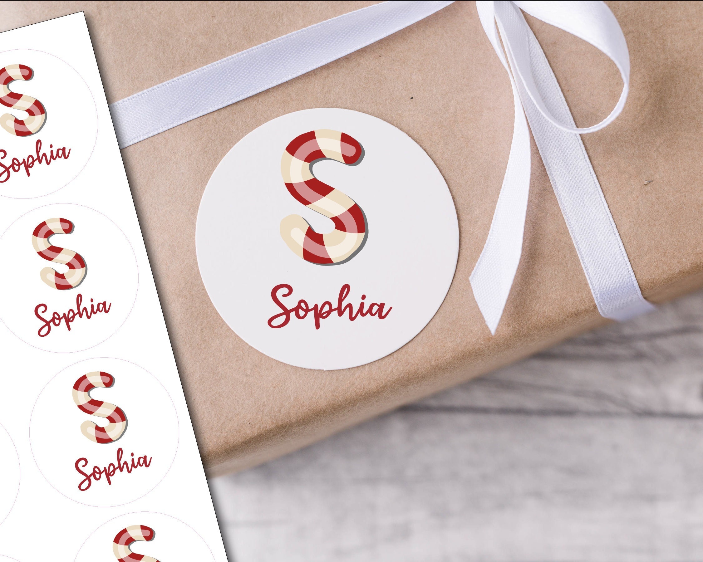 Customized Christmas Gift Present Sticker Label, Christmas Name Sticker, Christmas Name Label, Initial Gift Tag