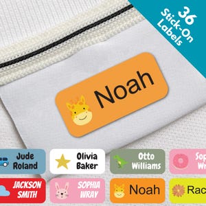 36 etichette autoadesive con nome per bambini, abbigliamento scolastico, vestiti, etichette adesive - Etichetta adesiva personalizzata per bambini per cancelleria