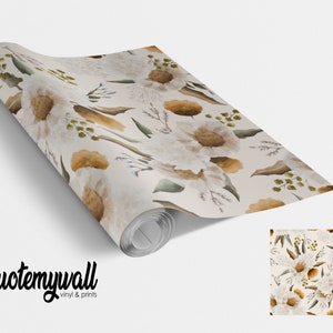 Light Autumn Floral Leafy Blooms Self Adhesive Vinyl