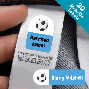 20 x Voetbal Naam Kleding Label Stickers Stick-On Zelfklevende Gepersonaliseerd Label Voor Kleding Kantoorartikelen