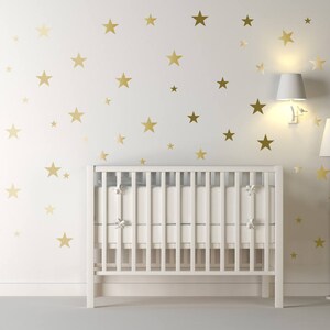 120 Gold Metallic Stars Nursery Wall Decals, Nursery Wall Stickers, Childrens/Baby Wall Art, Baby Shower Gift, Vinyl, Wallpaper Art Decor image 2
