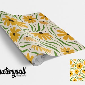 Yellow Daisy Flowers Self Adhesive Vinyl