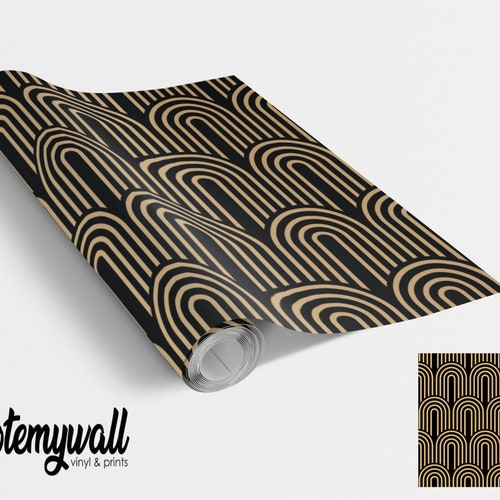 Art Deco Gold Square Pattern Vinyl Furniture Wrap Vinyl Wraps Etsy