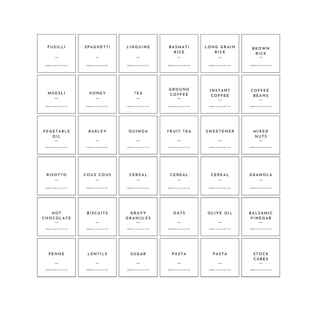 Kitchen Pantry Labels Peel and Stick Pasta Coffee Storage Stickers Jar ...